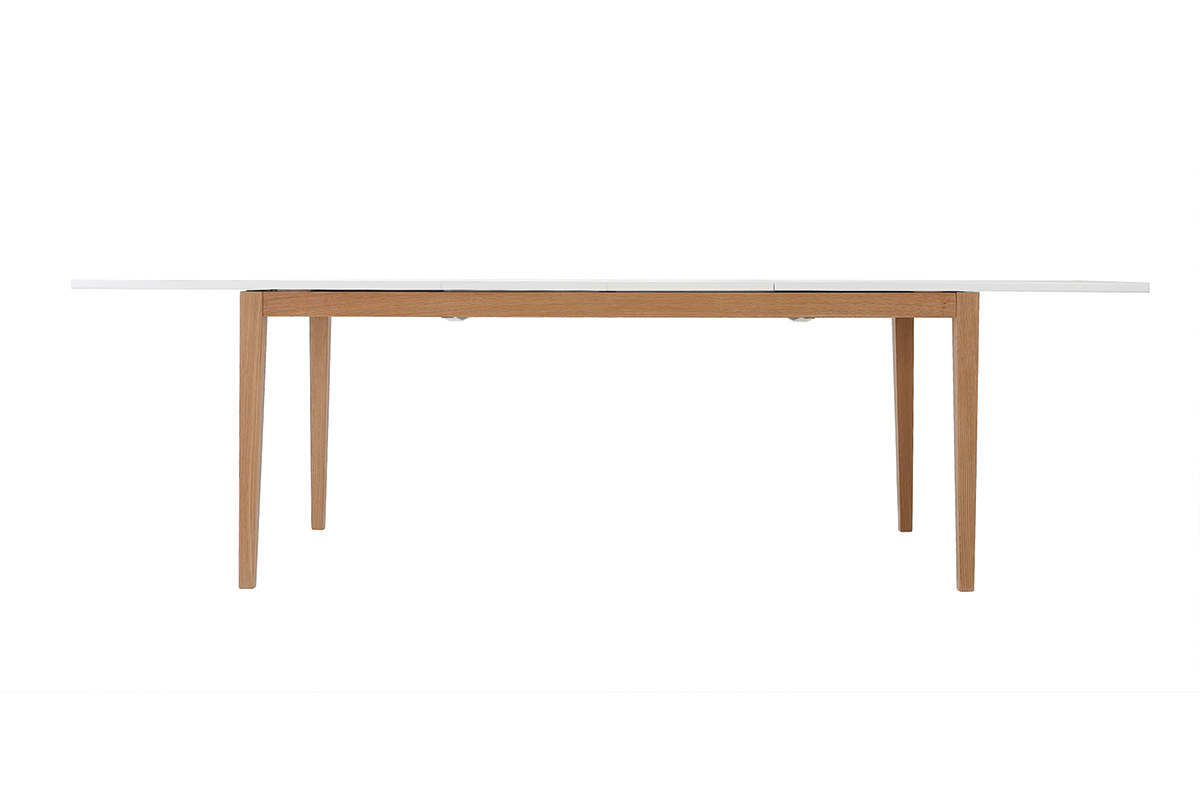 Table  manger scandinave extensible blanche pieds bois rectangulaire L180-260 cm DELAH