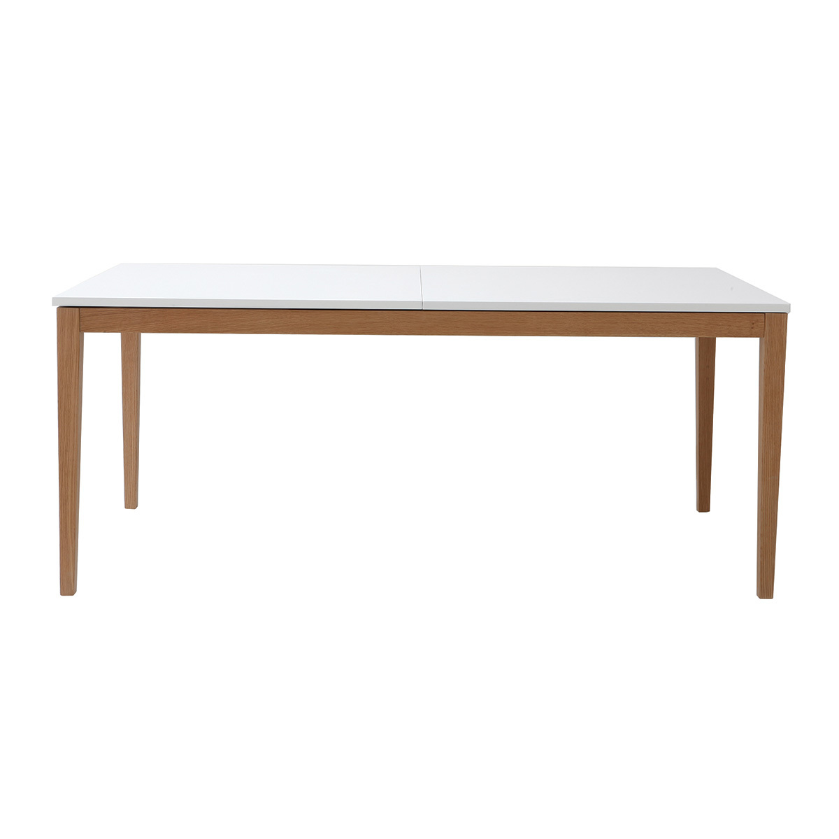 Table à manger scandinave extensible blanche pieds bois rectangulaire L180-260 cm DELAH