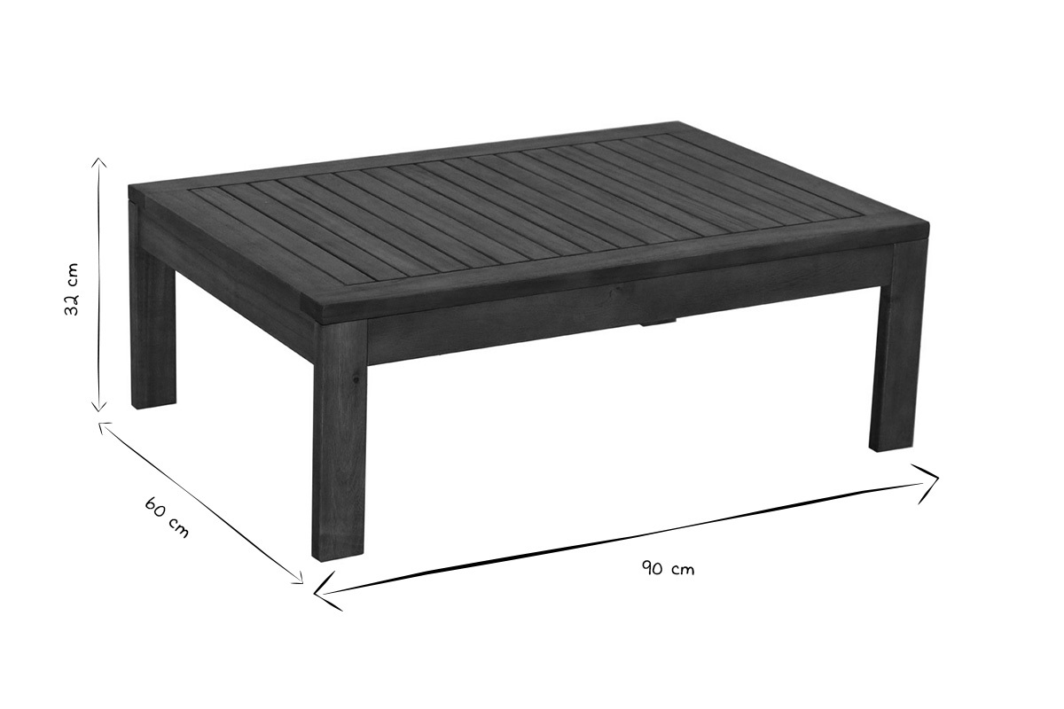 Table basse de jardin en bois massif L90 cm SALVADOR