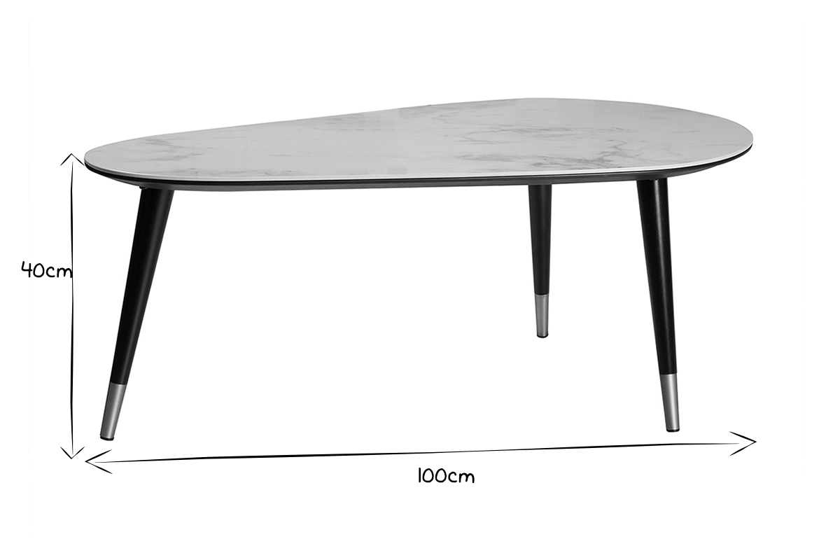 Table basse design effet marbre, bois noir et mtal dor L100 cm ALLURE