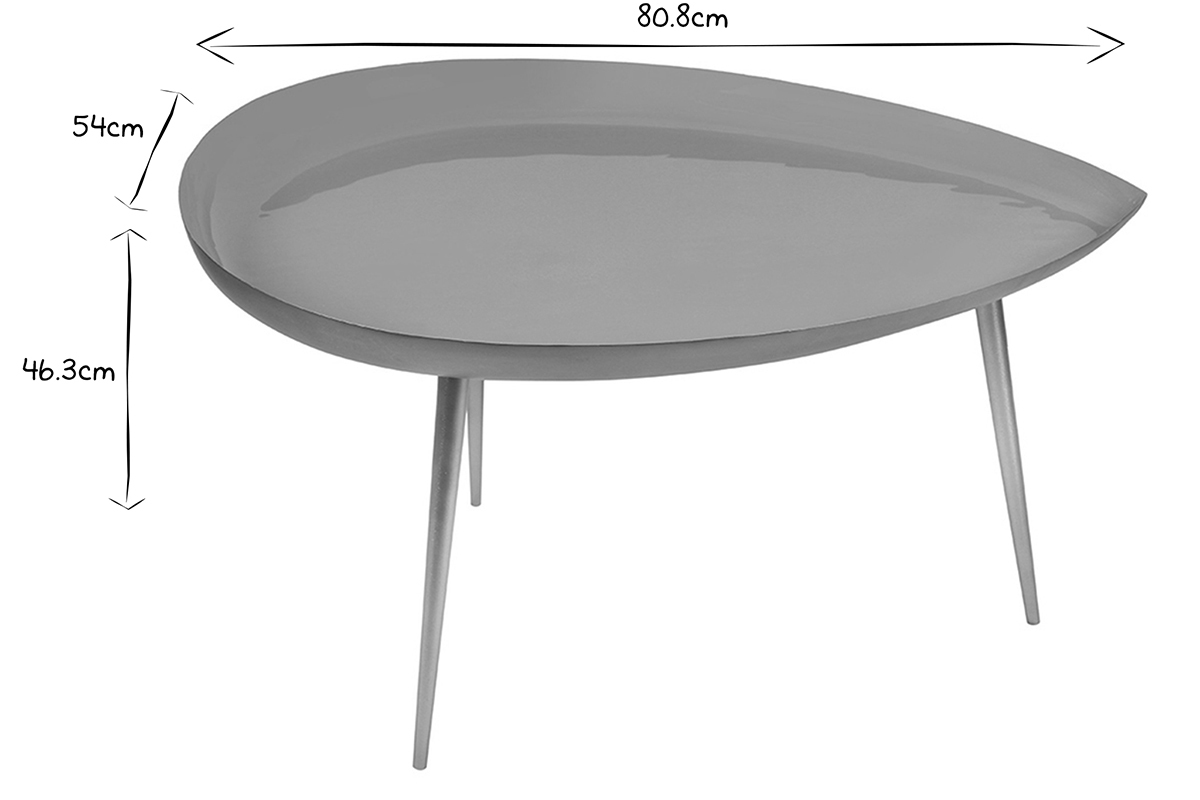 Table basse design en acier laqu jaune et dor L80 cm DROP