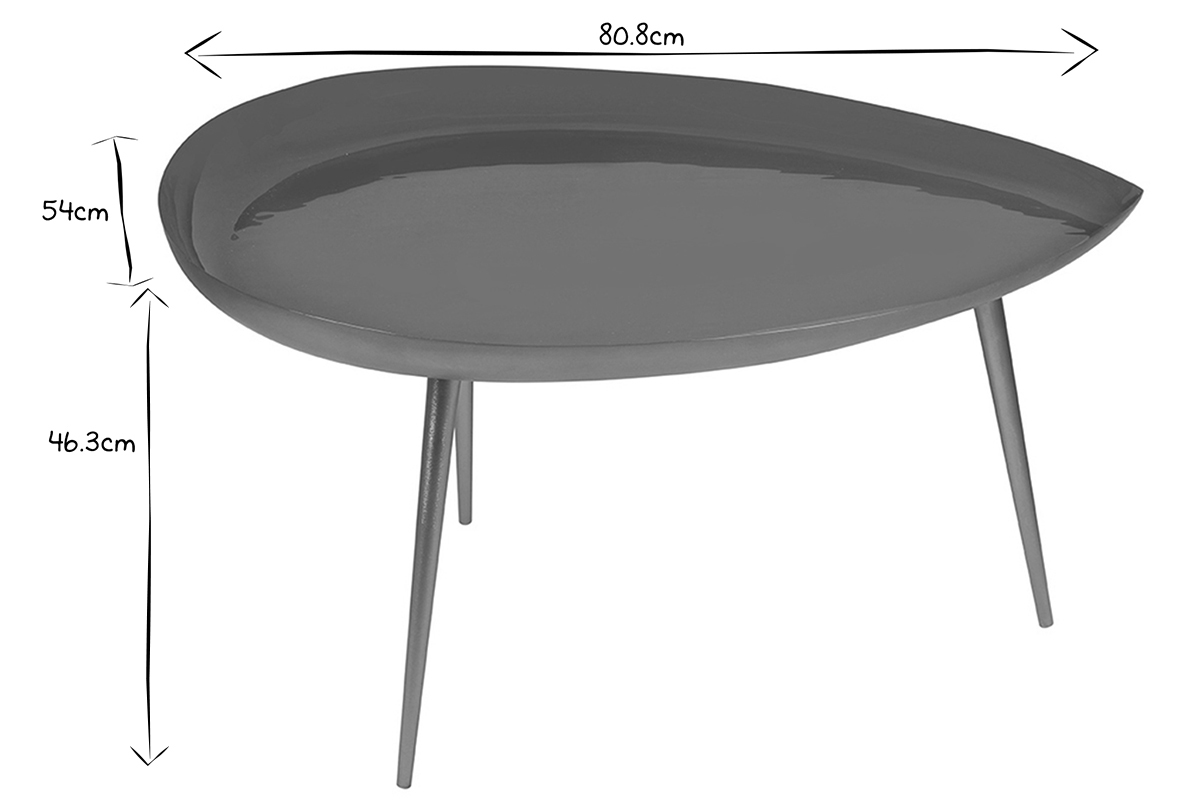 Table basse design en acier laqu terracotta et dor L80 cm DROP