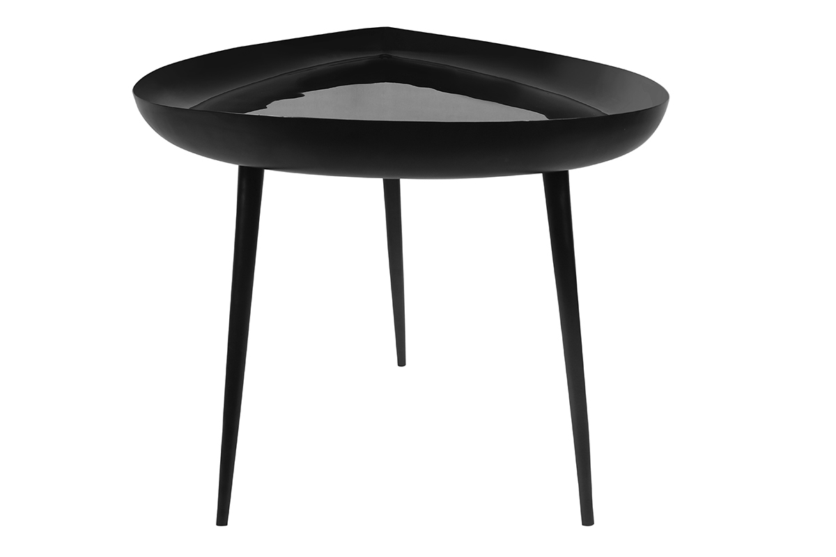 Table basse design laque en acier noir L80 cm DROP