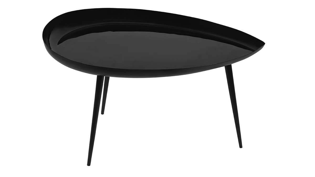 Table basse design laque en acier noir L80 cm DROP