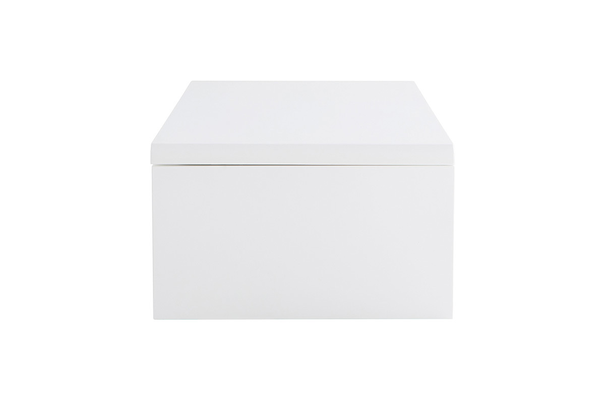 Table basse design relevable design blanche avec rangement rectangulaire LOLA