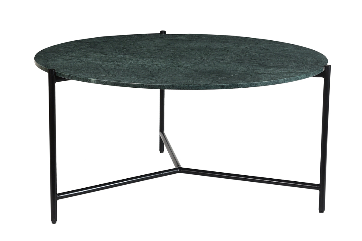 Table basse design ronde en marbre vert D90 cm BUMCELLO