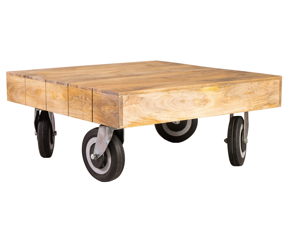 Tidyard Table Basse Avec Roulettes Facile A Deplacer En Bois De