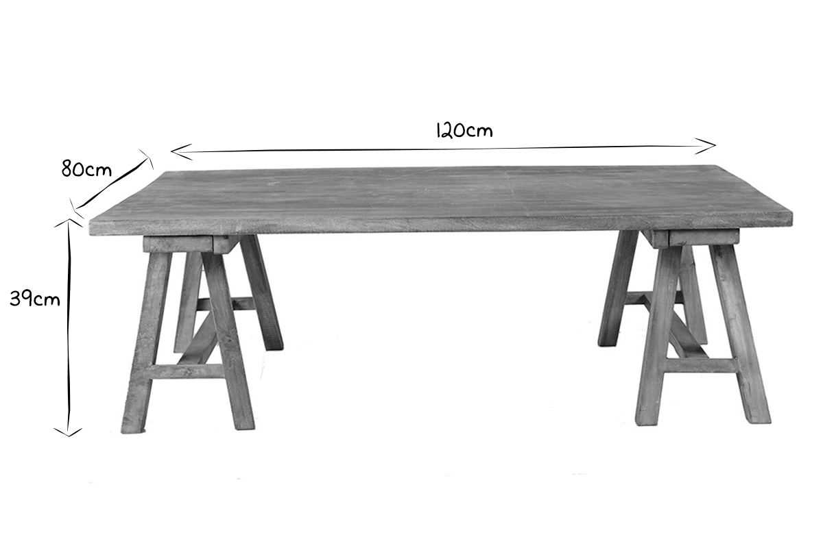 Table basse industrielle en manguier massif ANTIQUA