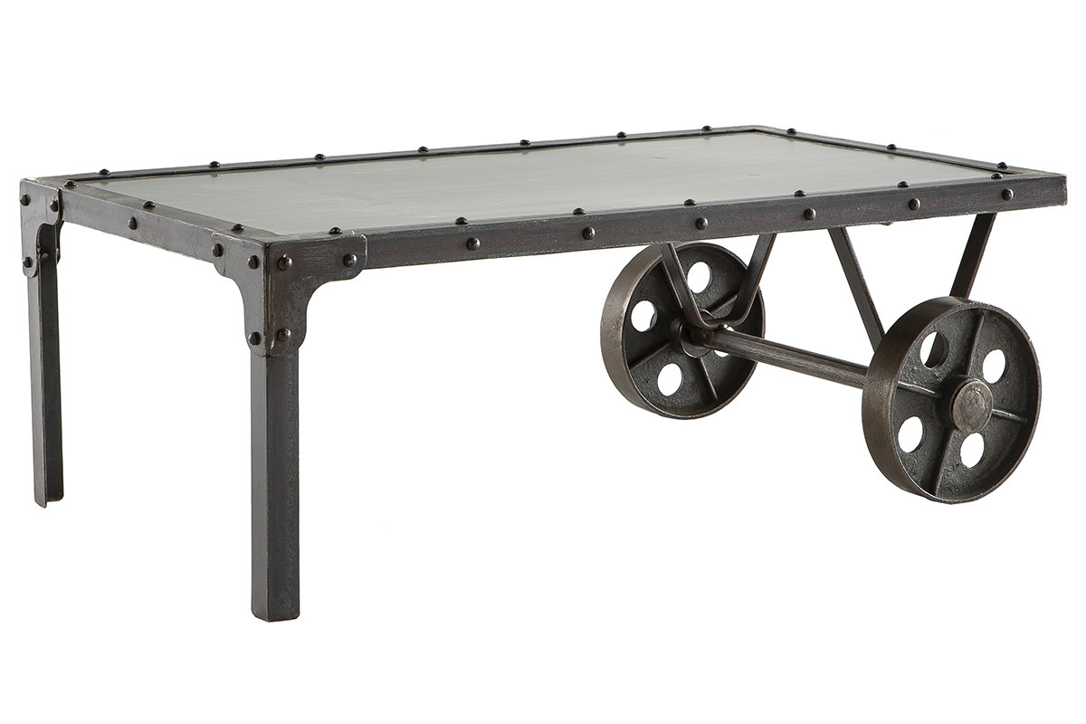 Table basse industrielle mtal CHARIOT