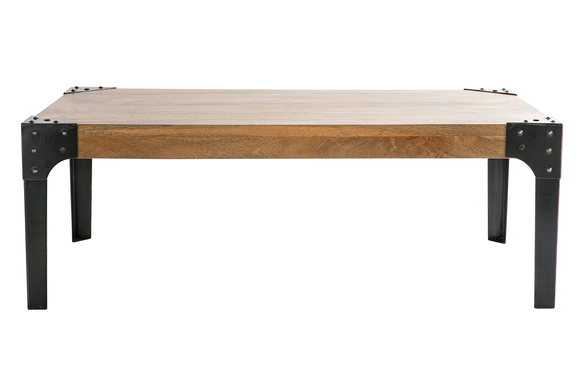 Table basse industrielle mtal et manguier massif L120 cm MADISON