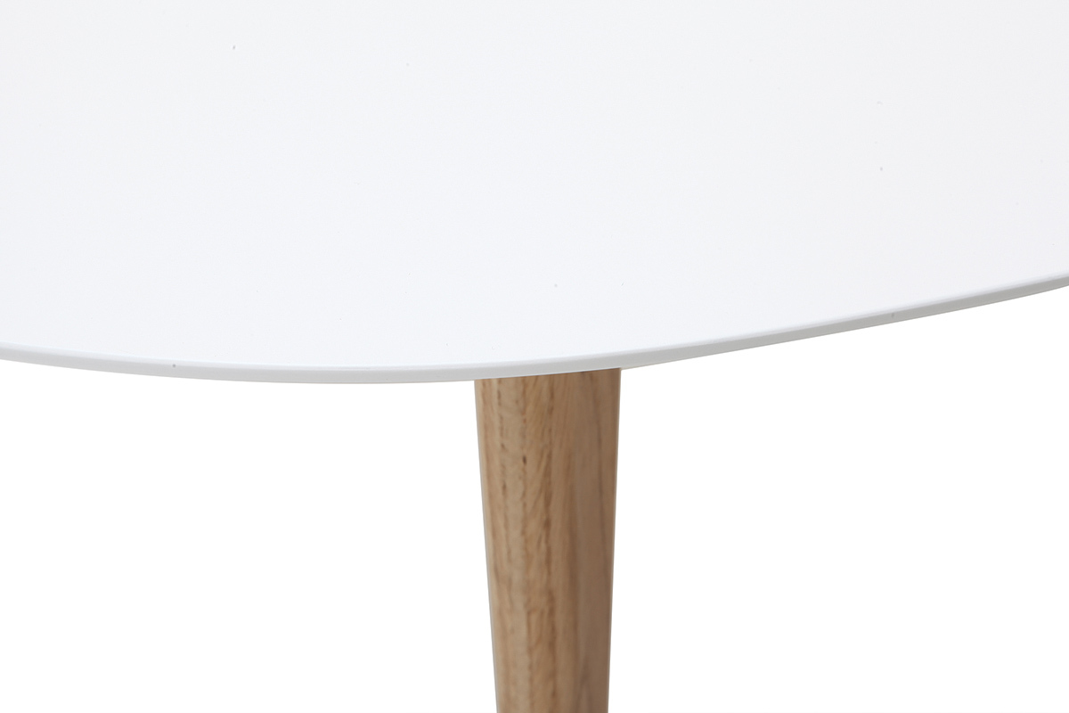 Table basse ovale scandinave blanc et bois clair chne L120 cm EKKA