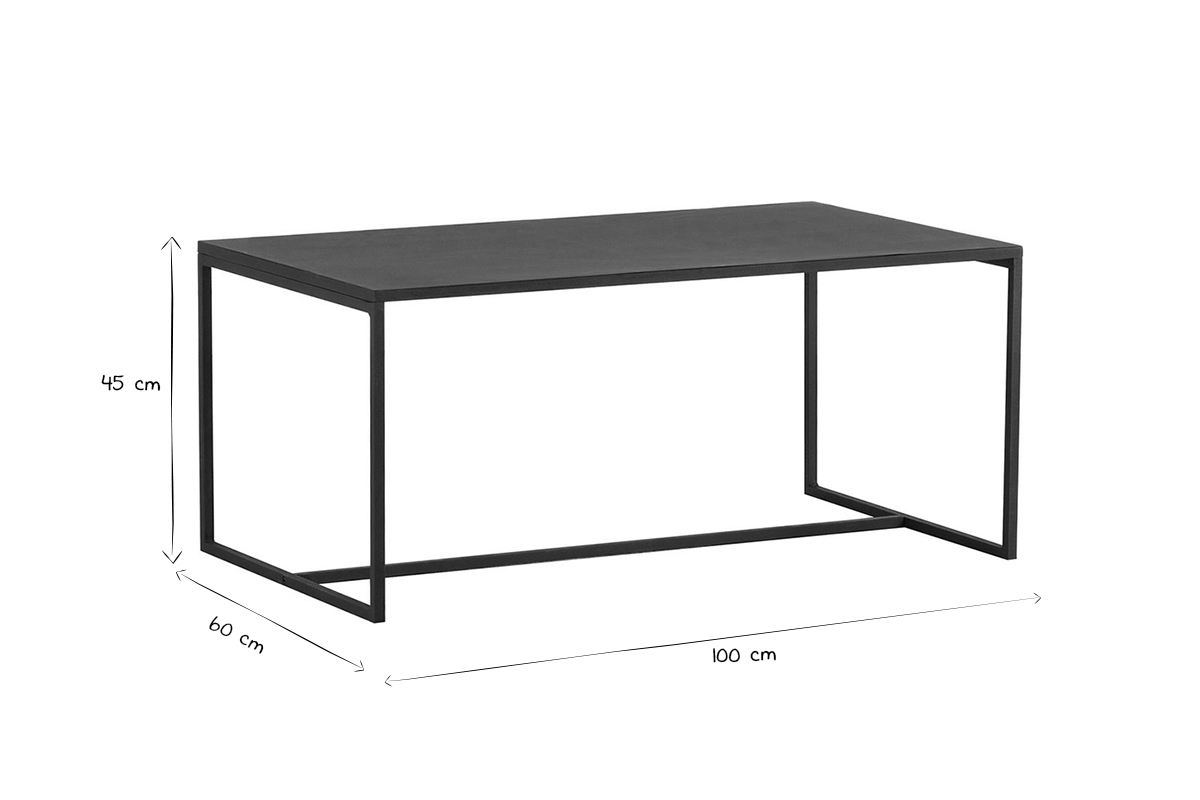 Table basse rectangulaire design mtal noir L100 cm KARL