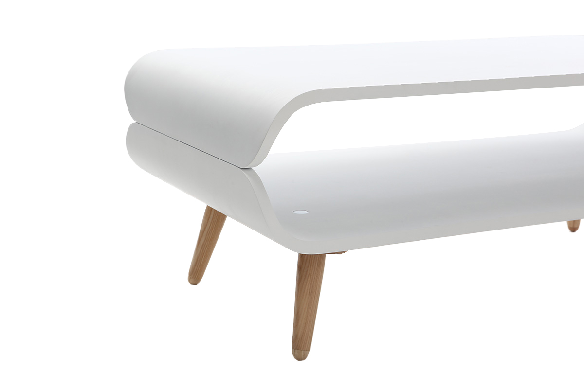 Table basse rectangulaire scandinave blanc et bois clair L118 cm TAKLA