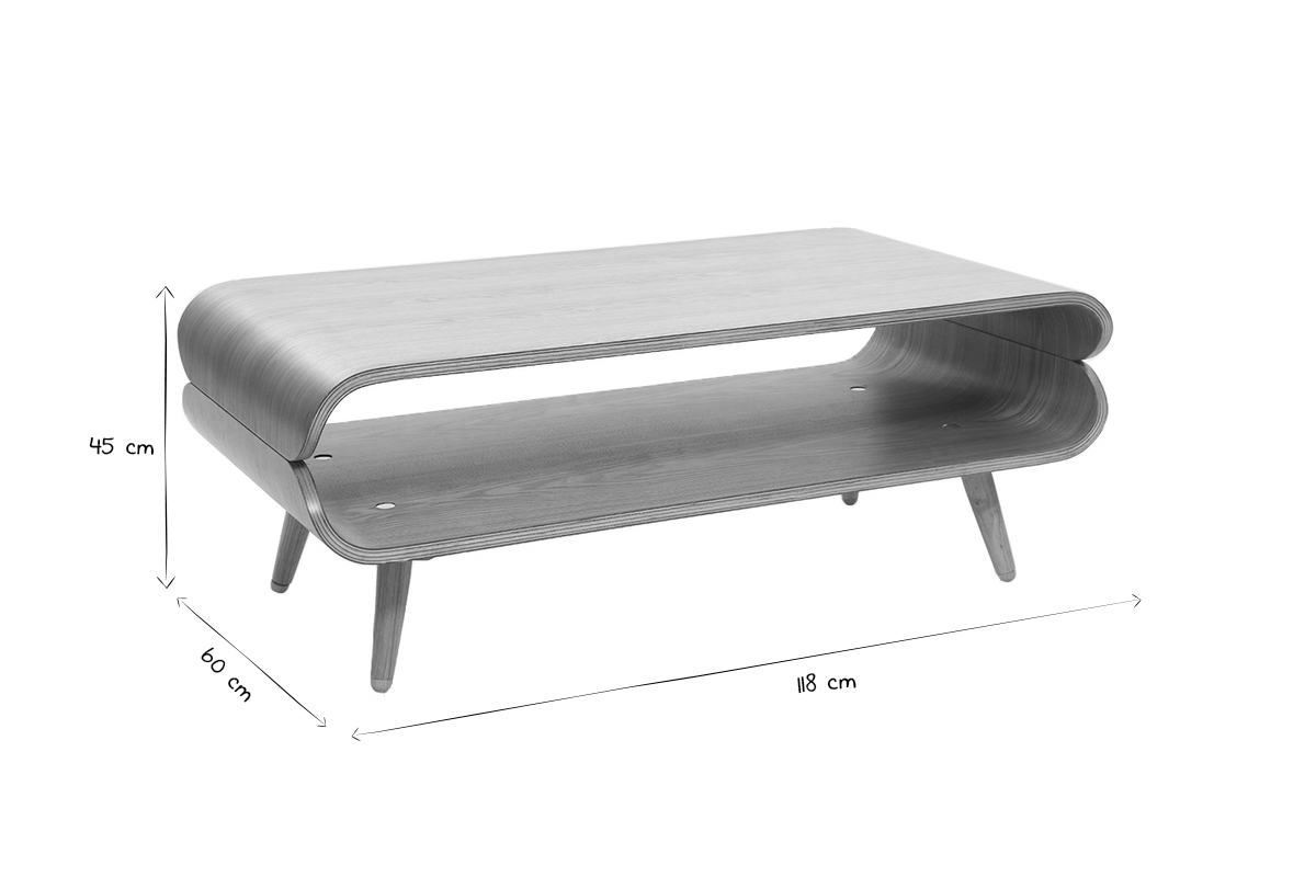 Table basse rectangulaire scandinave bois clair L118 cm TAKLA