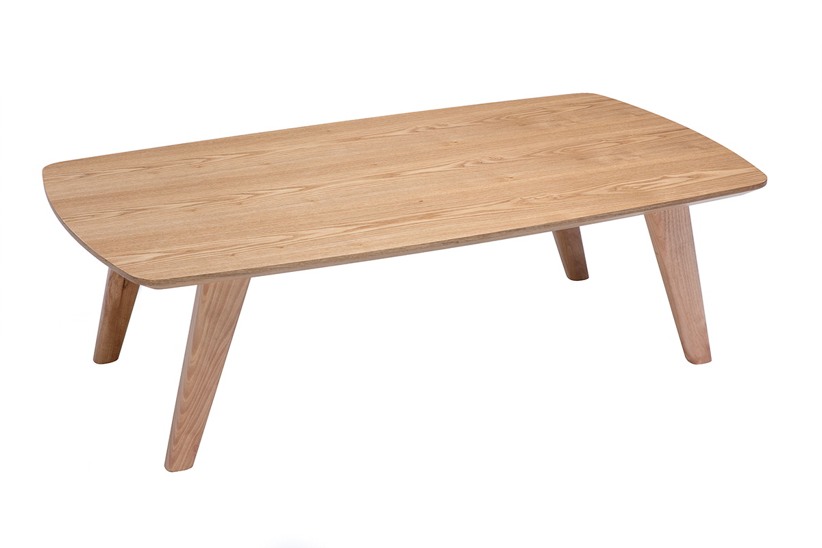 Table basse rectangulaire scandinave bois clair L120cm FIFTIES