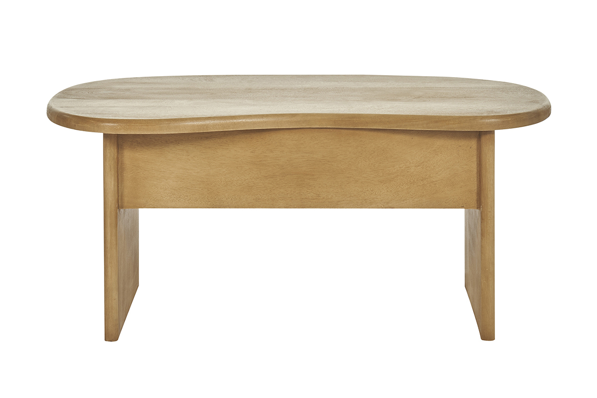 Table basse relevable design haricot avec rangement en bois manguier massif L95 cm KOKOA