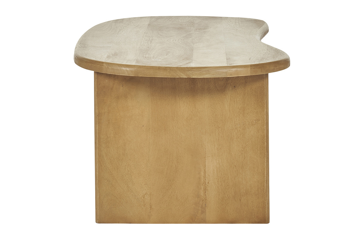 Table basse relevable design haricot avec rangement en bois manguier massif L95 cm KOKOA