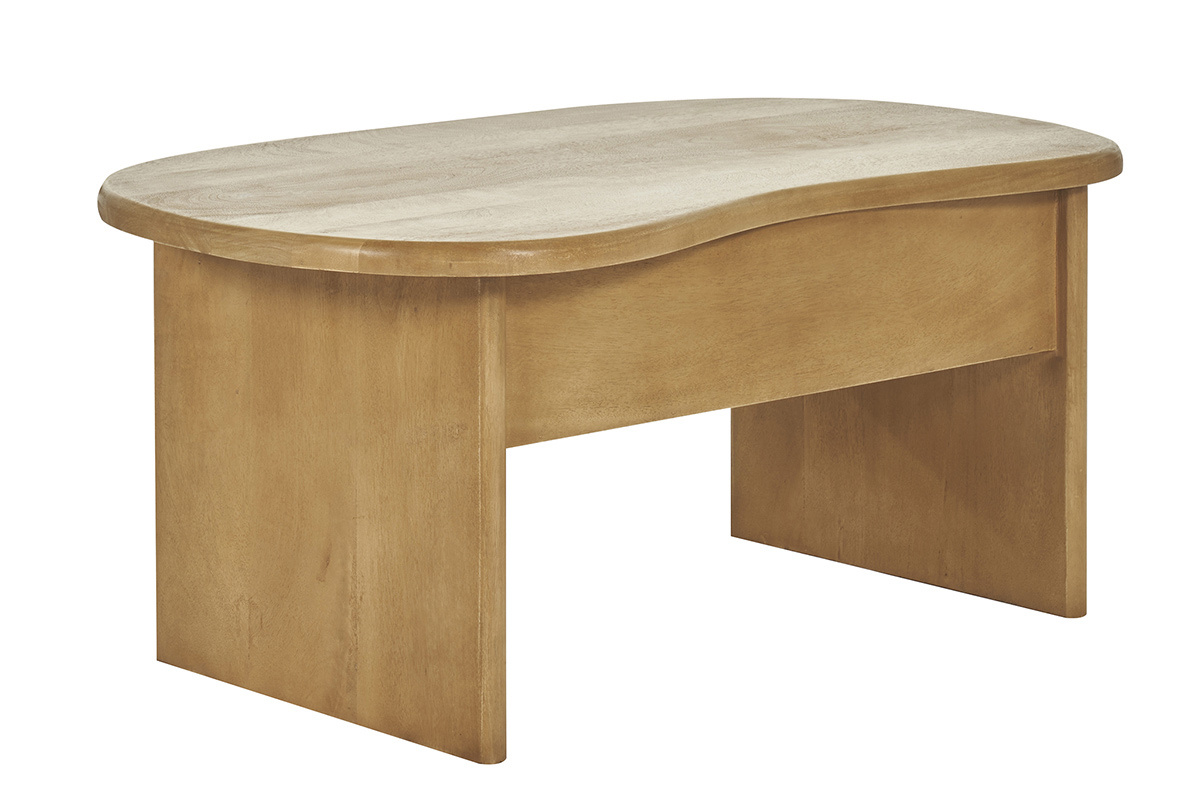 Table basse relevable design haricot avec rangement en bois manguier massif L95 cm KOKOA