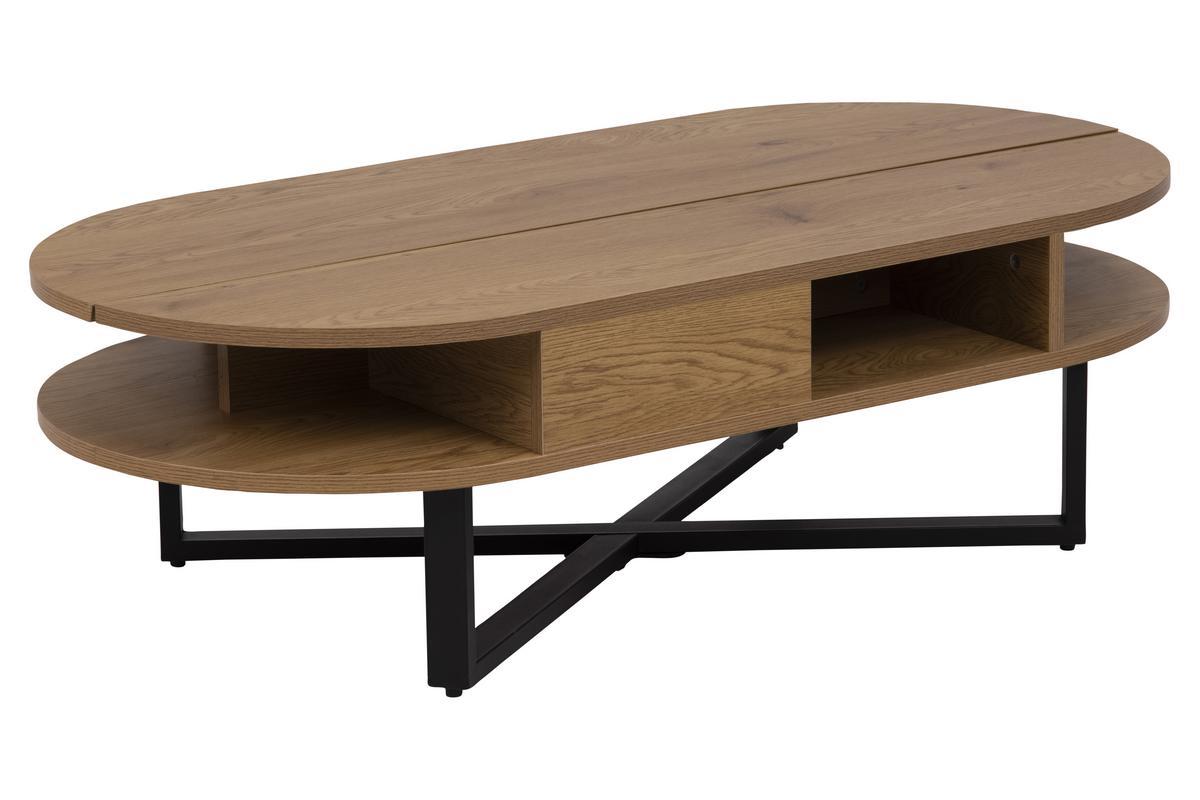 Table basse relevable finition chne et mtal noir TEMPO