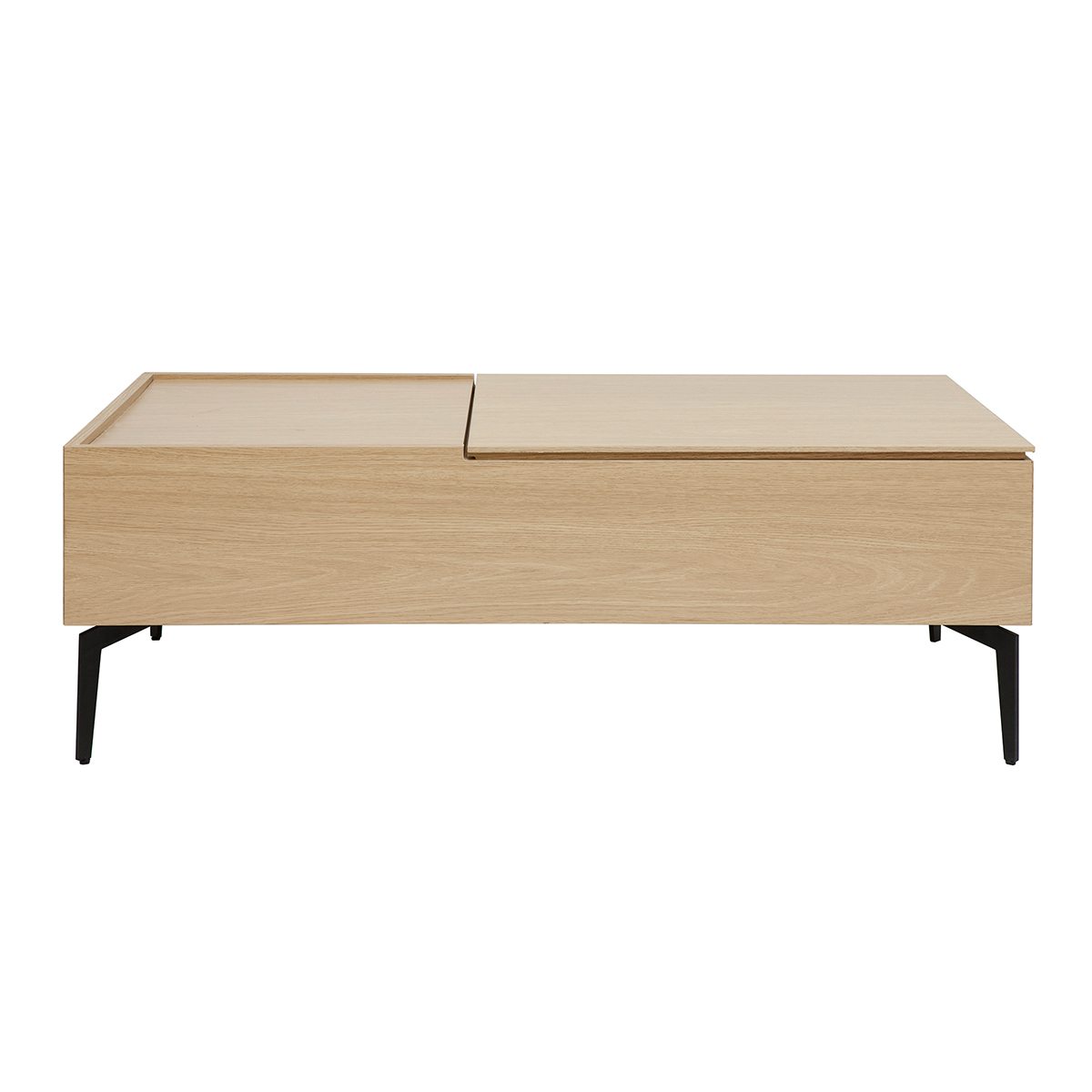 Table basse relevable rectangulaire bois clair finition chêne et métal noir L103 cm SEDA