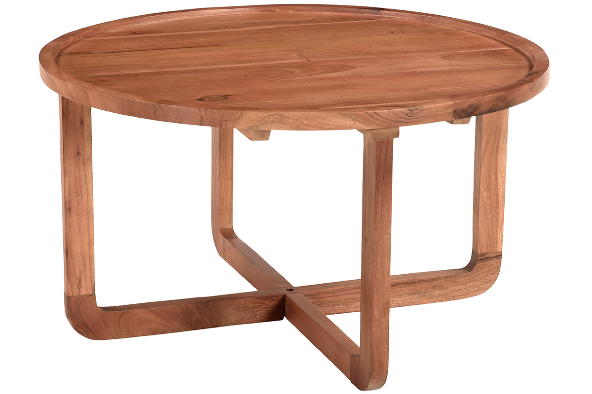 Table basse ronde bois massif D80 cm HITA