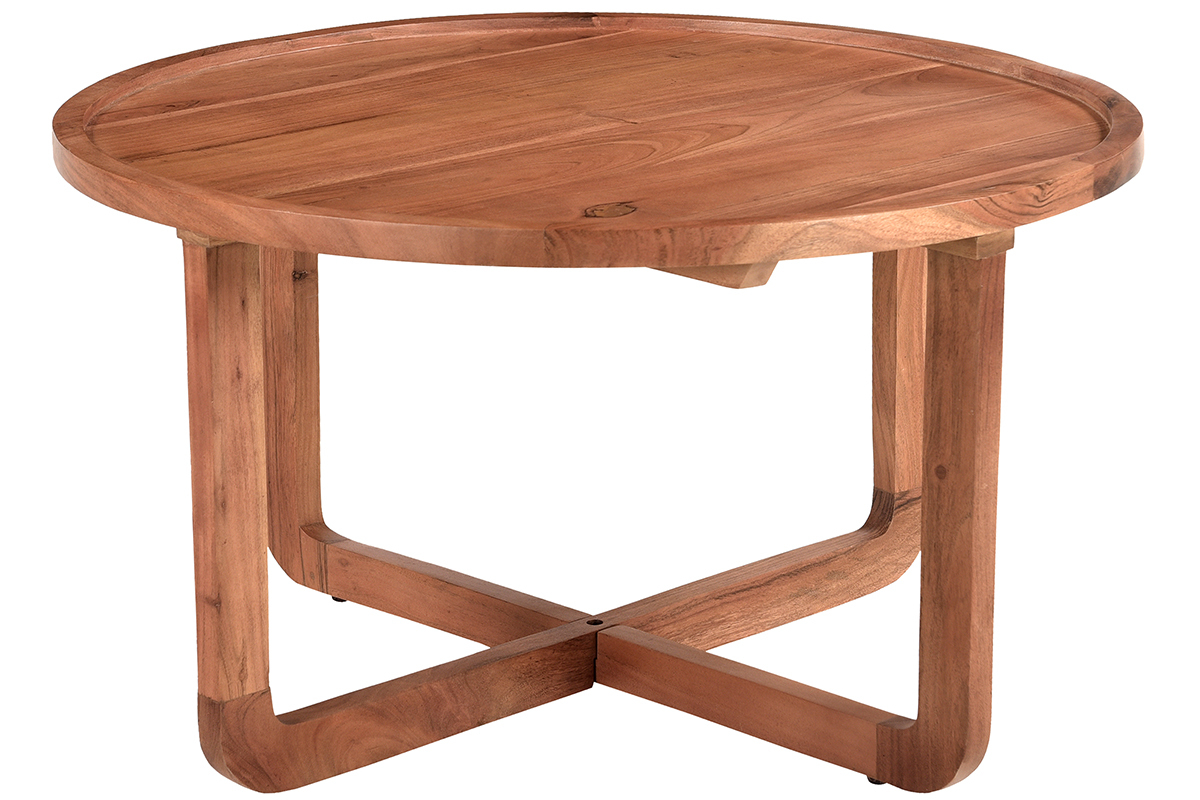 Table basse ronde bois massif D80 cm HITA