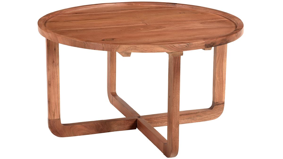 Table basse ronde bois massif D80 cm HITA