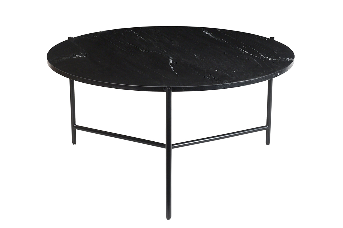 Table basse ronde design en marbre noir D90 cm BUMCELLO