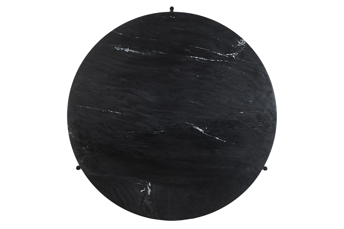 Table basse ronde design en marbre noir D90 cm BUMCELLO