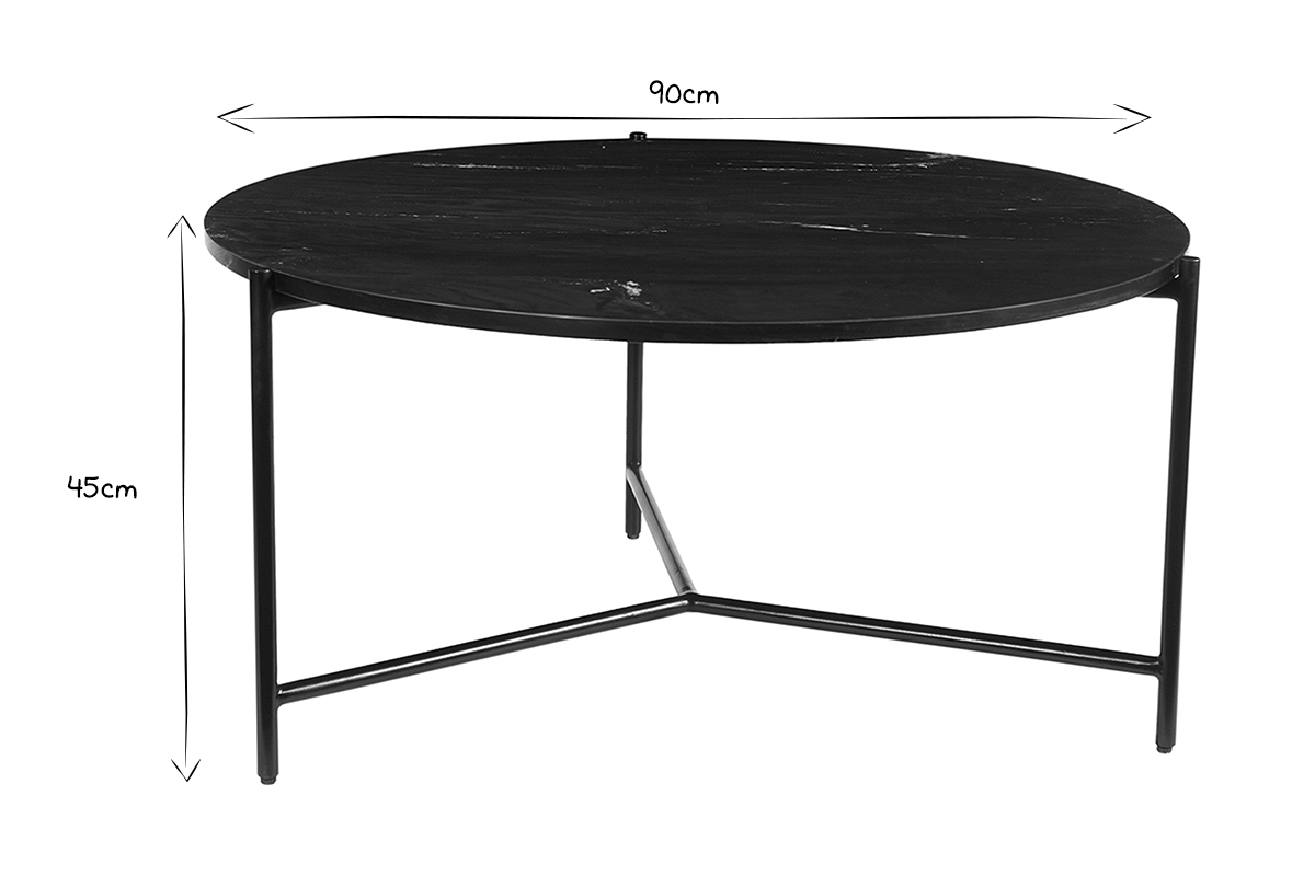 Table basse ronde design en marbre noir D90 cm BUMCELLO