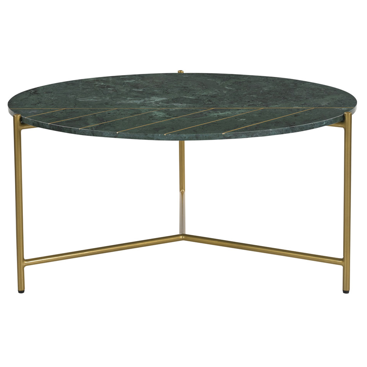 Table basse ronde design en marbre vert et laiton D90 cm SILLON