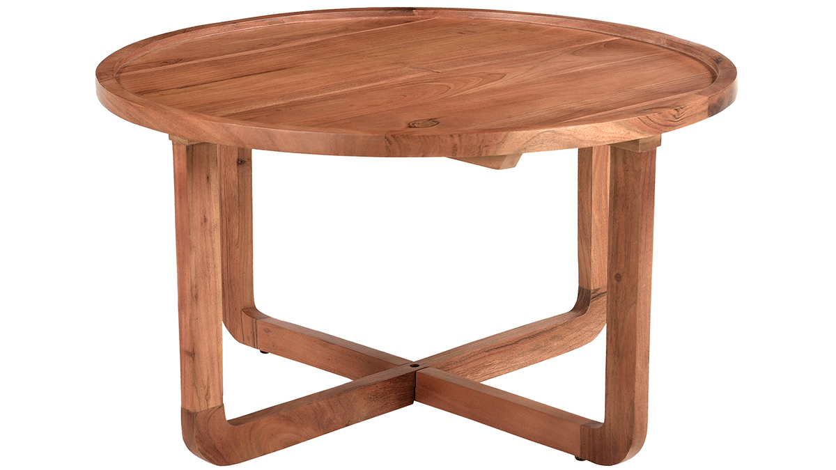 Table Basse Ronde En Acacia Massif D80 HITA - Miliboo