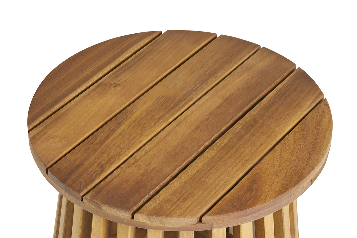 Table basse ronde en bois massif D40 cm  - NASSAU