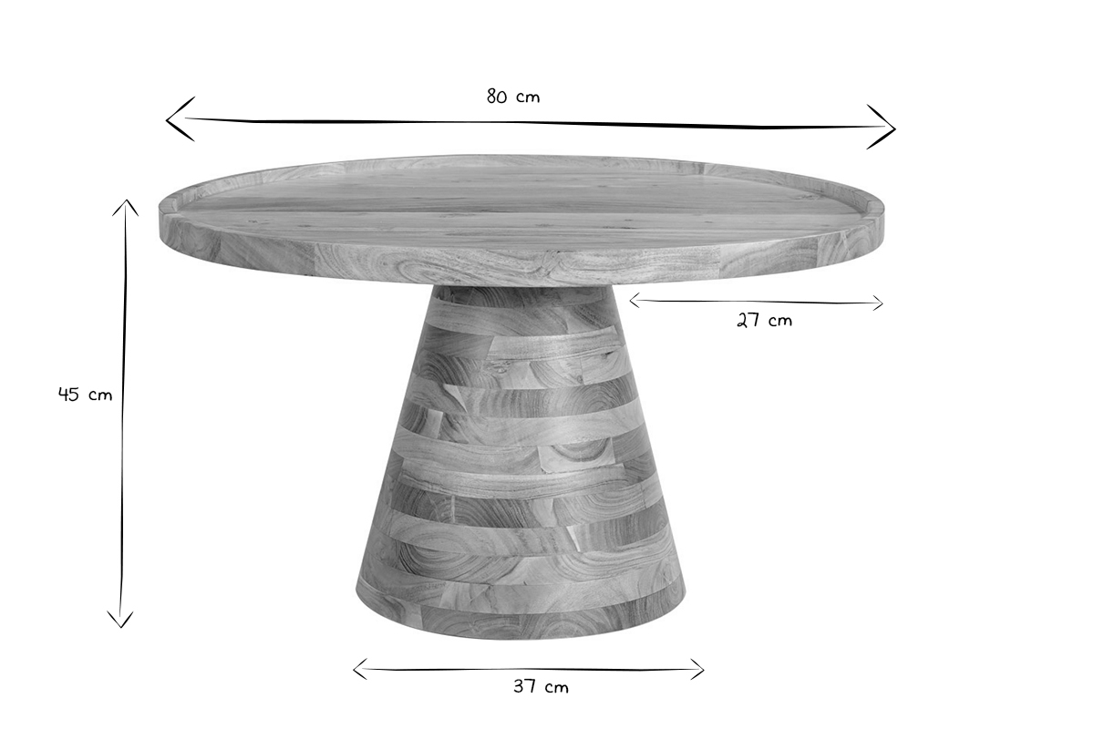 Table basse ronde en bois massif D80 cm MATERA