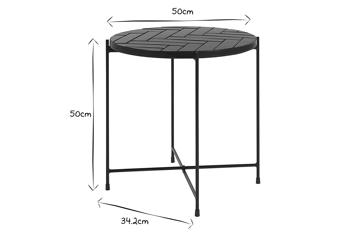 Table basse ronde en cramique vert fonc et mtal noir D50 cm KOTTA