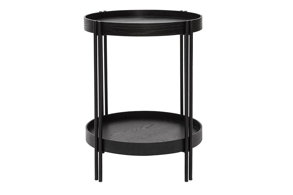 Table basse ronde finition chne noir et mtal D45 cm TWICE