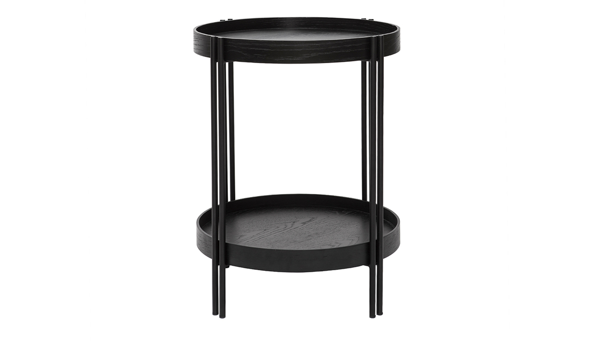 Table basse ronde finition chne noir et mtal D45 cm TWICE