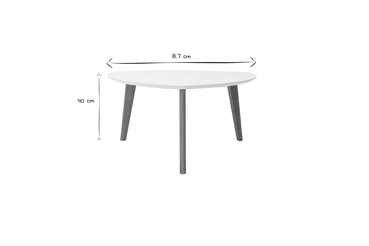 Table basse scandinave blanc et bois clair chne L80 cm EKKA