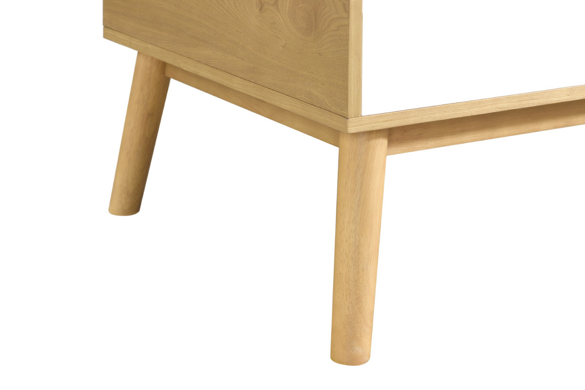 Table basse scandinave bois clair et blanc avec rangement TALIA