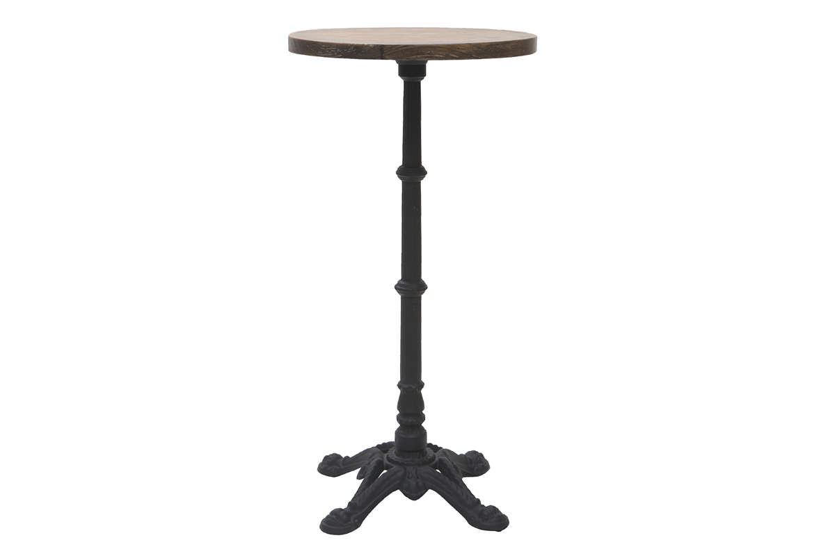 Table bistrot haute ronde bois et mtal CONTY