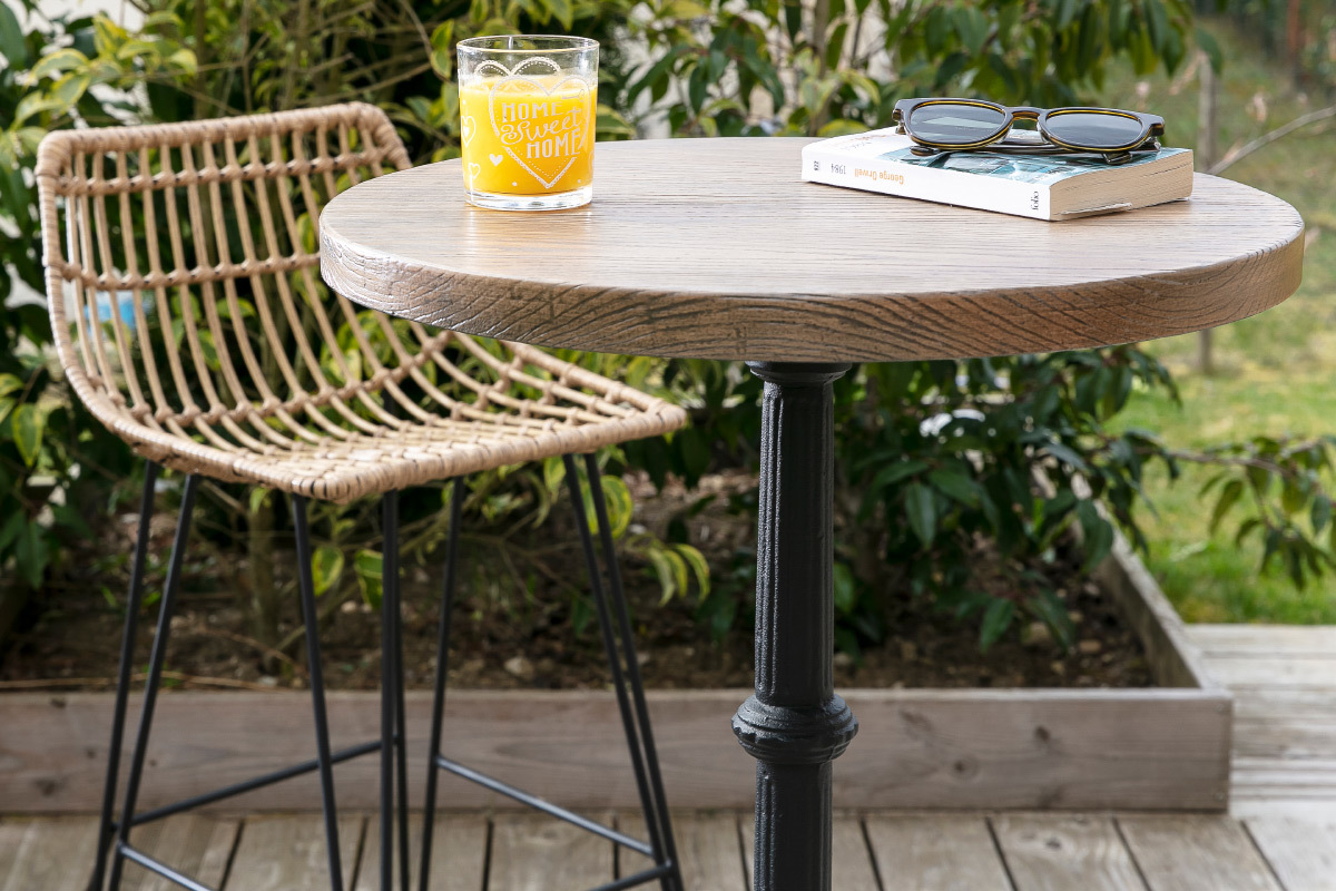 Table bistrot haute ronde bois et mtal CONTY