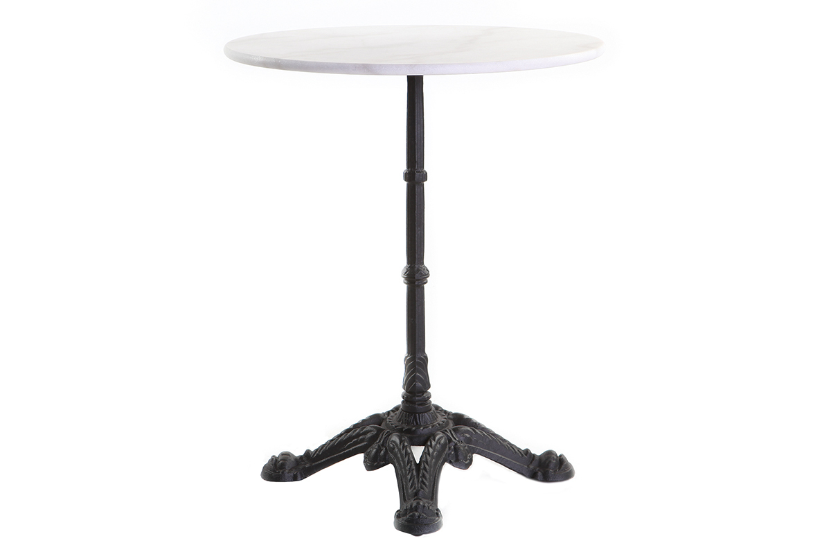 Table bistrot ronde en marbre blanc et mtal noir L60 cm CONTY