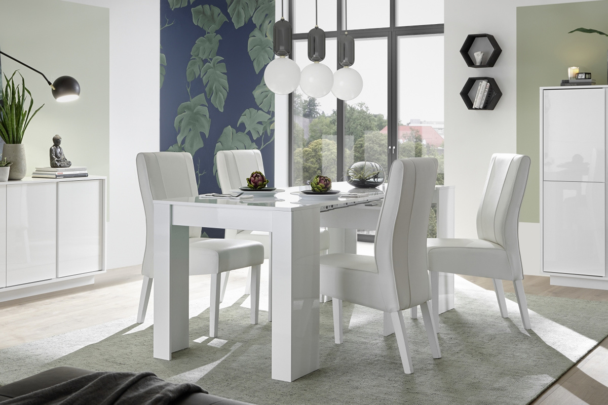 Table console extensible design blanc brillant L54-252 cm COMO