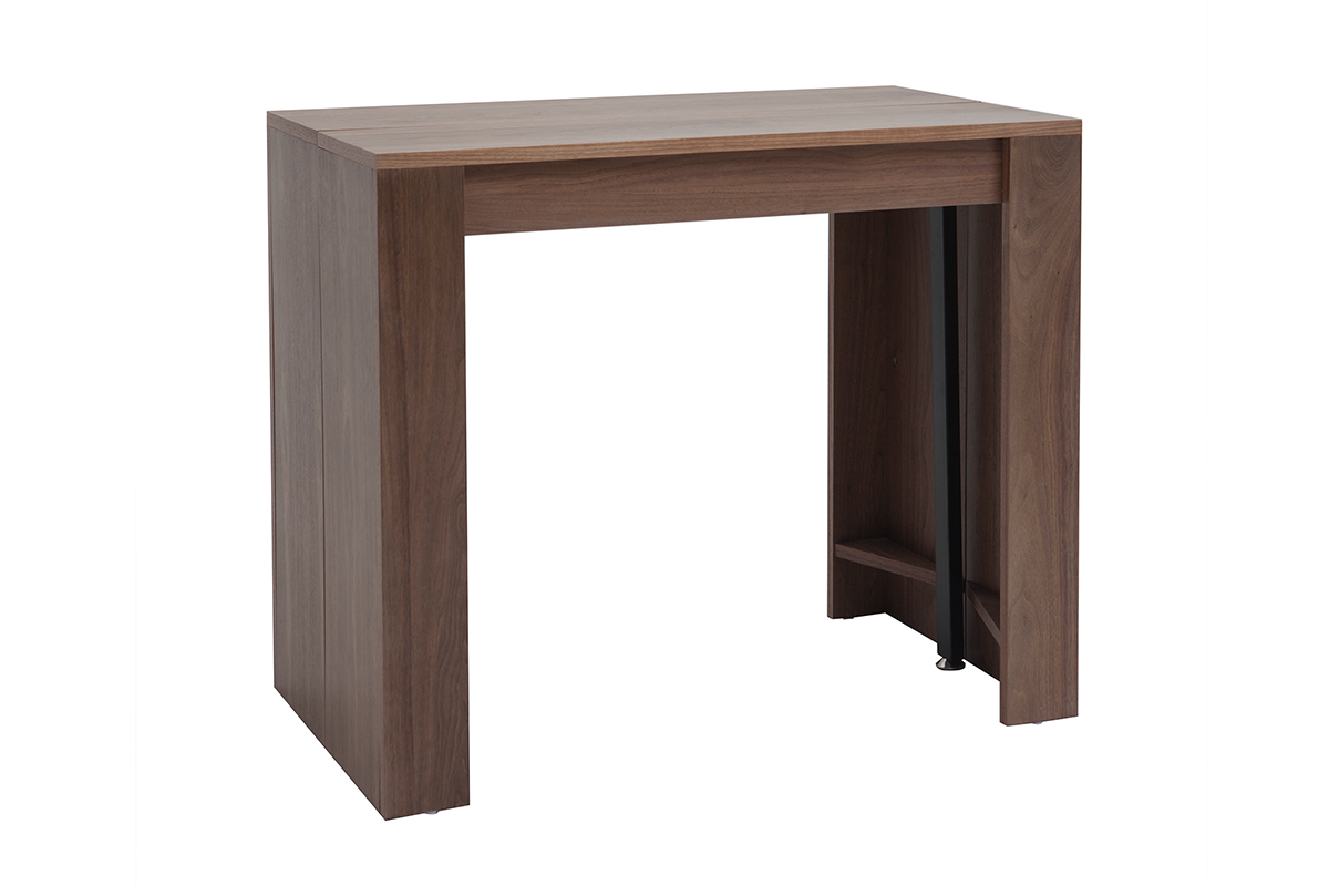 Table console extensible design finitioin bois noyer L90 cm CALEB