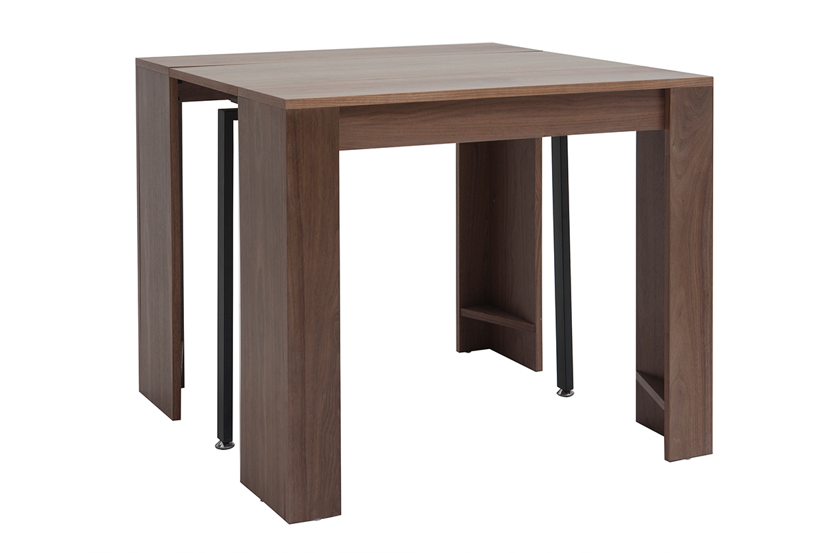 Table console extensible design finitioin bois noyer L90 cm CALEB