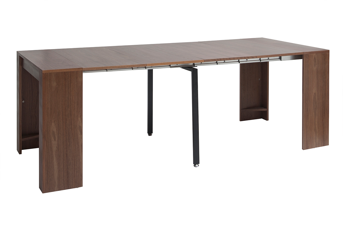 Table console extensible design finitioin bois noyer L90 cm CALEB