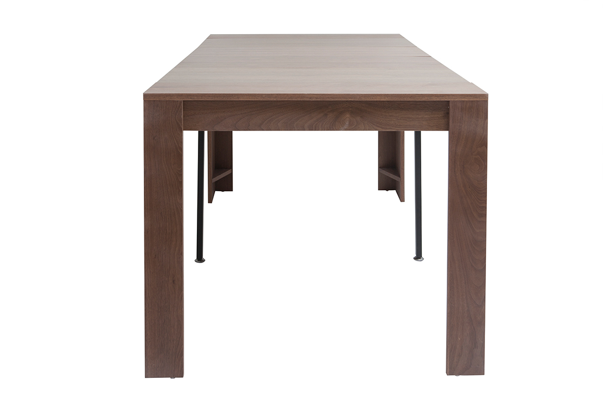 Table console extensible design finitioin bois noyer L90 cm CALEB