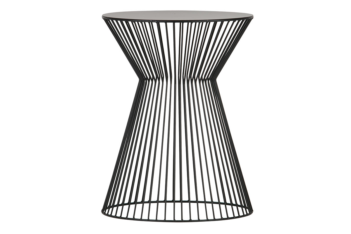 Table d'appoint design filaire mtal noir TIMY