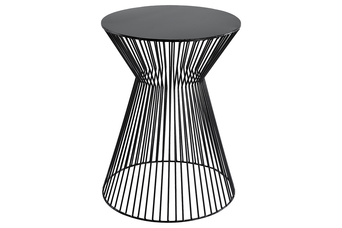 Table d'appoint design filaire mtal noir TIMY