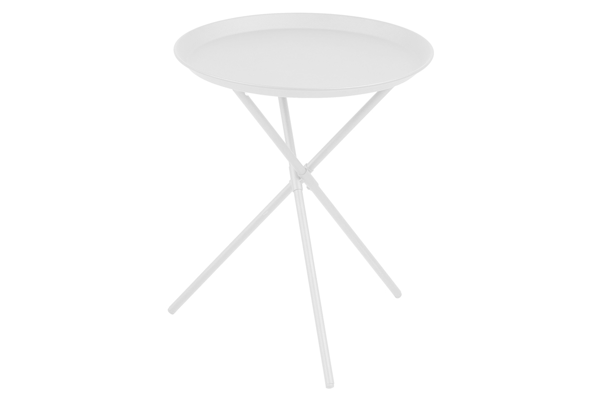 Table d'appoint design mtal blanc MIKADO